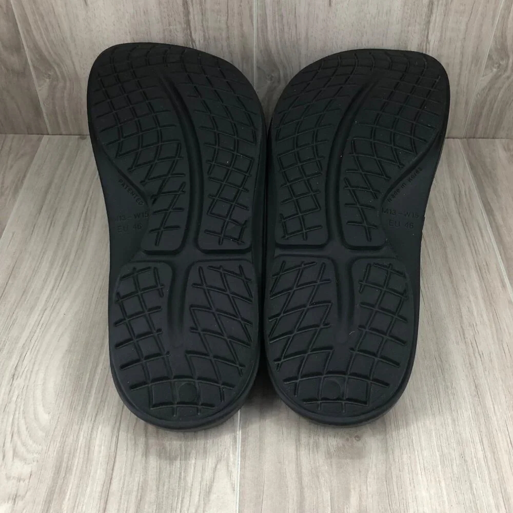 Oofos Slide Sandals Mens 13 Recovery Black Rubber Slip On Comfort Shoes